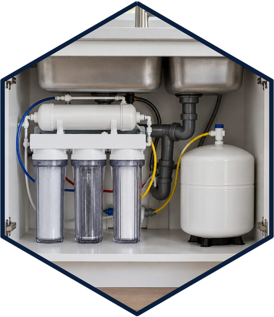Under-sink reverse osmosis drinking water system